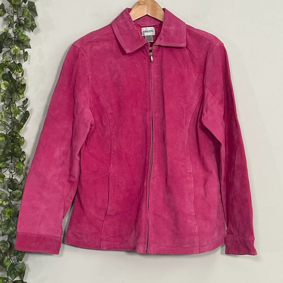 Chico's Jackets & Blazers - CHICO'S | LEATHER JACKET SIZE 1 ( CHICO'S ) PINK